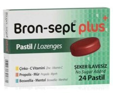 Bron-Sept Plus Pastil Propolis Ve Vitamin C Bitki Ekstralar Yetişkin Vitamin 24 Pastil