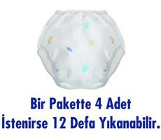 Sevi Bebe Art-259 4'lü Sızdırmaz Yıkanabilir Beyaz Hayvan Desenli Alıştırma Külodu