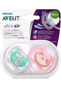 Philips Avent Ultra Air 3 Ay+ Fosforlu Delikli Kiraz Uçlu Silikon 2'li Emzik Yeşil