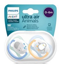 Philips Avent Ultra Air 0-6 Ay Delikli Kiraz Uçlu Silikon 2'li Emzik Somon-Yeşil