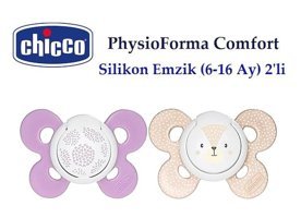 Chicco Physio Comfort 6-18 Ay+ Ortodontik Damaklı Silikon 2'li Emzik Krem