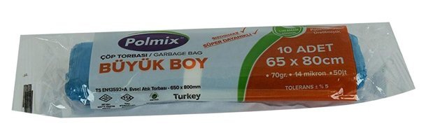 Polmix Büyük Boy 65x80 cm 10 Adet Çöp Poşeti