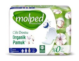 Molped Pure&Soft Organik İnce 6'lı Hijyenik Ped 12 Adet