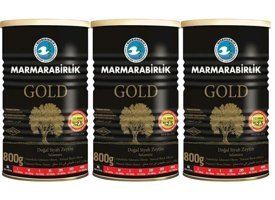 Marmarabirlik Gold Az Tuzlu Salamura Siyah Zeytin Teneke 3x800 gr