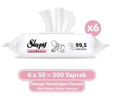 Sleepy Yenidoğan 50 Yaprak 6'lı Paket Islak Mendil