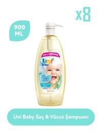 Uni Baby Göz Yakmayan Yenidoğan Hassas Ciltler İçin Bebek Şampuanı 8x900 ml