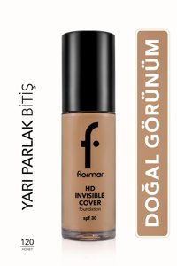 Flormar Invisible Cover Hd 120 Honey Su Bazlı Güneş Koruyuculu Likit Serum Fondöten 30 ml