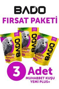 Bado Plus Kabuksuz Tahıllı Vitaminli Muhabbet Kuşu Yemi 3x400 gr