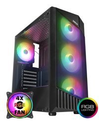 Zeiron Montreal RGB Mesh Sıvı Soğutmalı 4 Fanlı Siyah Dikey Kullanım Micro ATX Oyuncu Bilgisayar Kasası