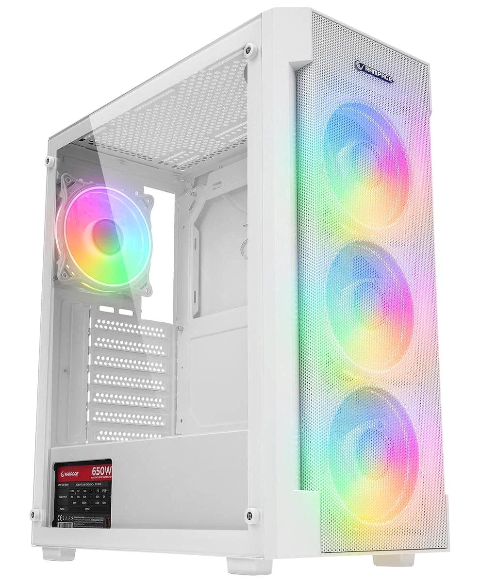 Rampage Vigilant Mesh RGB Mesh Sıvı Soğutmalı 4 Fanlı Beyaz 650 W Dikey Kullanım ATX Oyuncu Bilgisayar Kasası