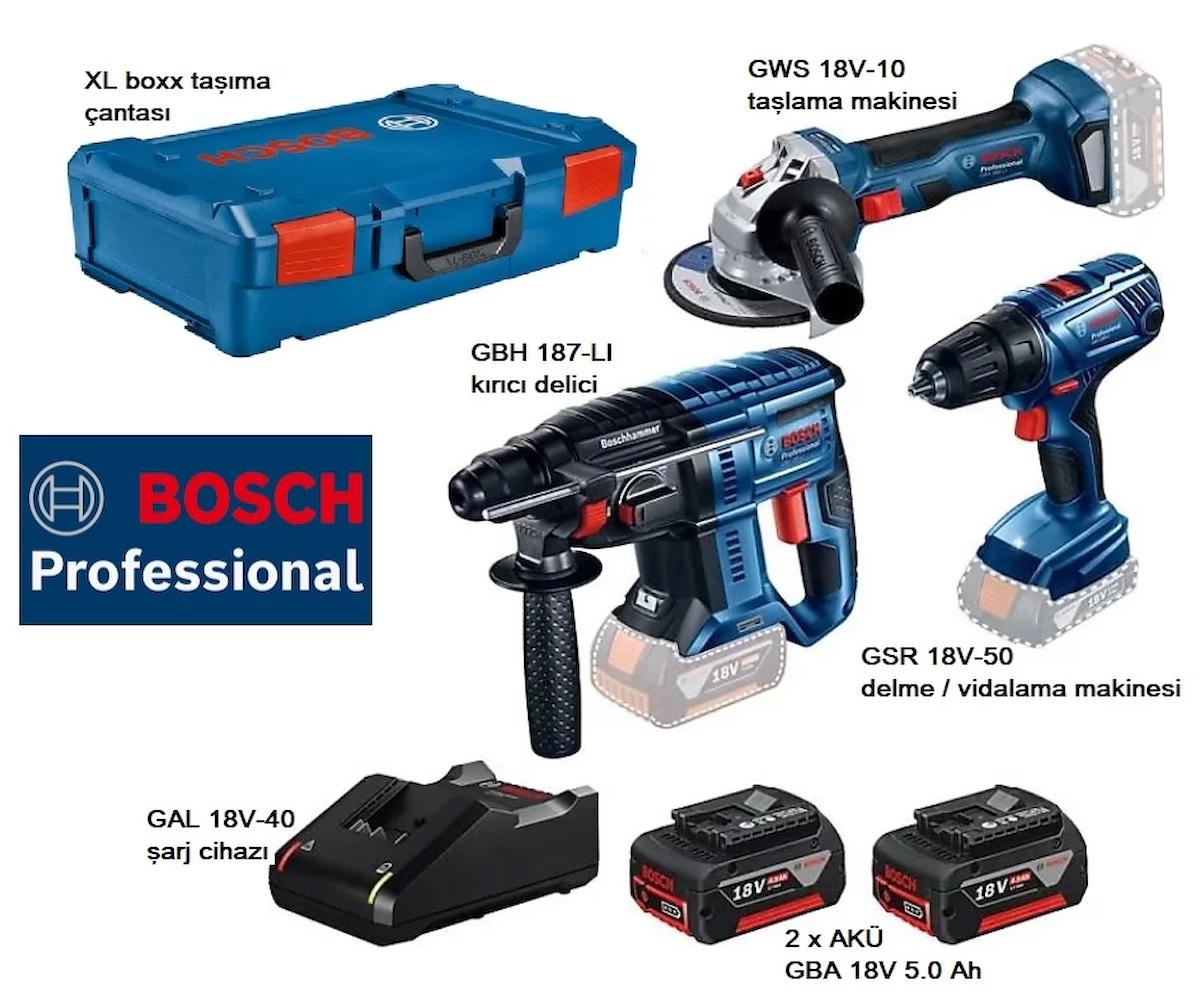 Bosch Gbh 187-Lı 18 V 5 Ah Darbeli Çift Akülü Vidalama Makinesi