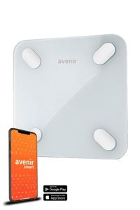 Avenir SB-11 Yağ Ölçen Vücut Analizi Yapan Bluetoothlu Kas Ölçen Şarjlı Cam Dijital Akıllı Tartı Beyaz