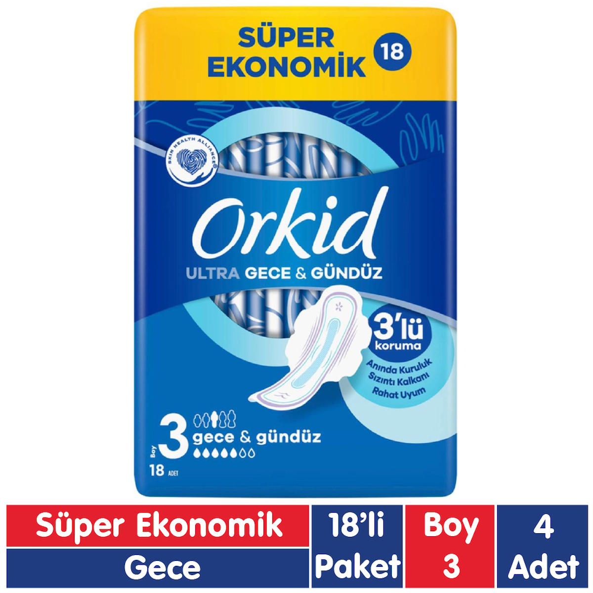 Orkid Organik Antialerjik 18'li Hijyenik Ped 4 Adet