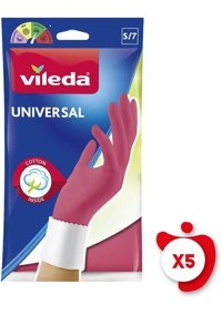 Vileda Universal Kırmızı Small 5 Çift Temizlik Eldiveni