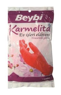 Beybi Karmelita Kırmızı Medium Tekli Temizlik Eldiveni