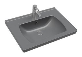 Seramiksan A142011K Klasik Tekli 60 cm Seramik Dikdörtgen Lavabo Antrasit