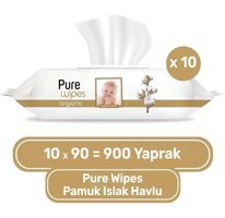 Pure Baby Pure Wipes Organic 90 Yaprak 10'lu Paket Islak Mendil