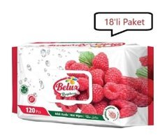 Belux Ahududu Kokulu 120 Yaprak 18'li Paket Islak Mendil