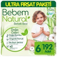 Bebem Natural Doğa Özleri 6 Numara Yıkanabilir Bebek Bezi 192 Adet