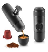 Aster Tezgah Üstü Kapsüllü Öğütücülü Taşınabilir Mini Manuel Espresso Makinesi Siyah