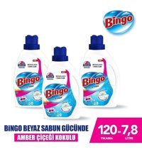 Bingo Amber Çiçeği Beyazlar ve Renkliler İçin 120 Yıkama Sıvı Deterjan 3x2.6 lt