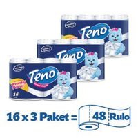 Teno 2 Katlı Kokulu Renkli 3x16'lı Rulo Tuvalet Kağıdı