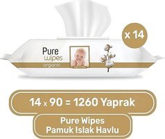 Pure Baby Pure Wipes Organic 190 Yaprak 14'lü Paket Islak Mendil