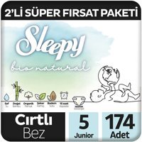 Sleepy Bio Natural 5 Numara Organik Cırtlı Bebek Bezi 174 Adet