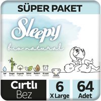 Sleepy Bio Natural 6 Numara Organik Bantlı Bebek Bezi 64 Adet