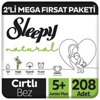 Sleepy Natural 5 Numara Organik Cırtlı Bebek Bezi 2x208 Adet