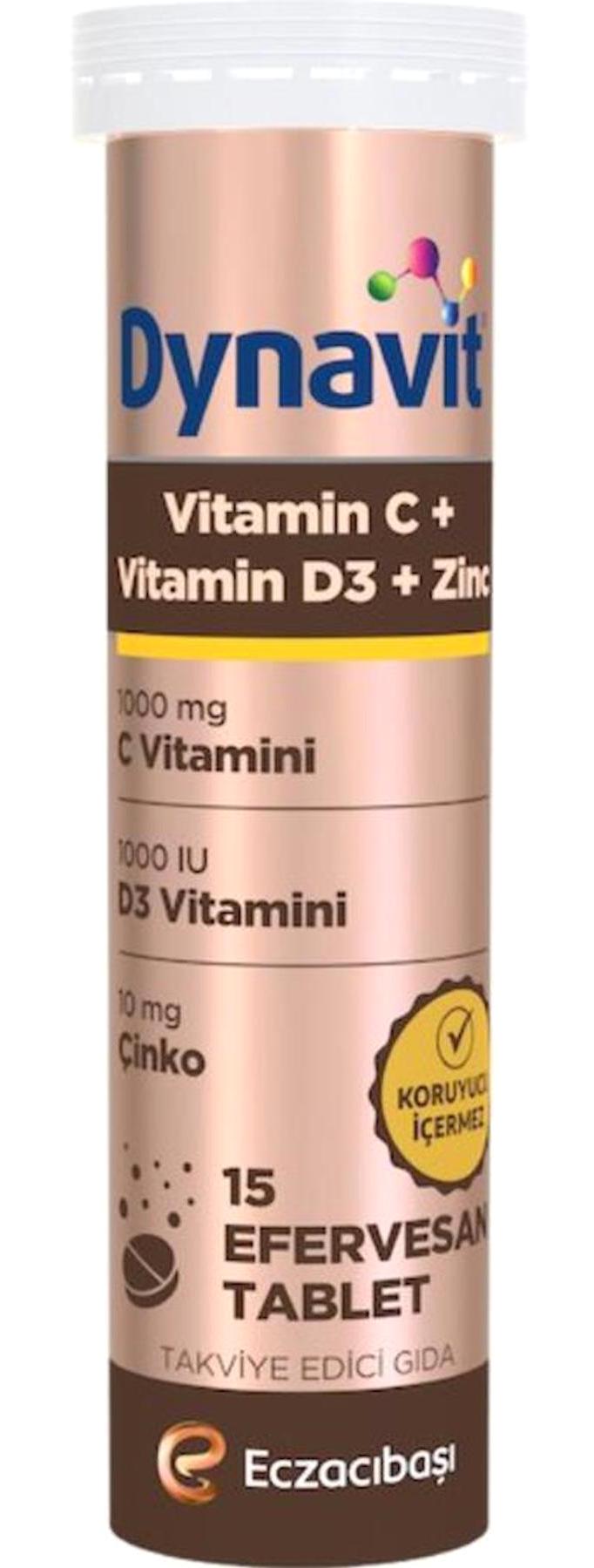 Dynavit Vitamin C + Vitamin D3 + Çinko Portakal Yetişkin Vitamin 15 Adet Tablet