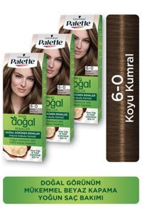 Palette Kalıcı Doğal 6.0 Koyu Kumral Amonyaksız Krem Saç Boyası 3x60 ml