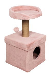 Dubex Oturaklı Oyuncaklı 72 cm Kedi Tırmalama Evi Pembe