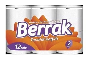 Berrak 2 Katlı Renkli 4x12'li Rulo Tuvalet Kağıdı