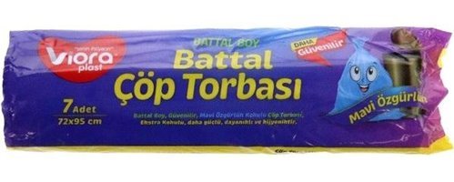 Viora Büzgülü Battal Boy 72x95 cm Çöp Poşeti 7 Adet Mavi