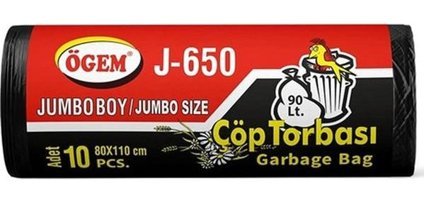 Ögem J-650 Jumbo Boy 80x110 cm Çöp Poşeti 10 Adet Siyah