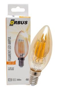 Orbus ORB-BA3 8.5 W Tasarruflu Sarı E14 Mum LED Ampul