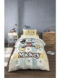 Özdilek Mickey Mouse Star Pamuk 160x220 cm Çarşaflı Lastikli Tek Kişilik Nevresim Takımı Çok Renkli