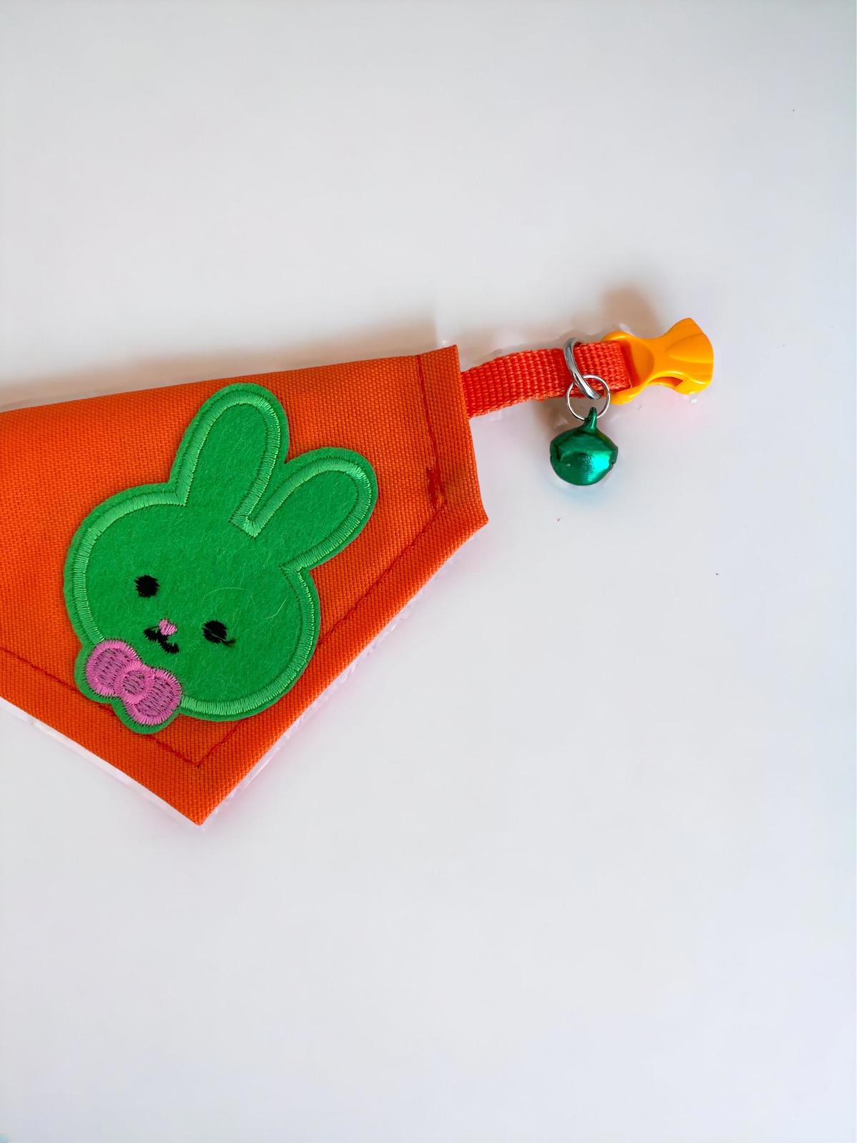 Green Bunny Bandana Turuncu Ayarlanabilir Gezdirme Boyun Kedi Tasması