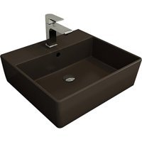 Bocchi Milano 1216-025-0126 Klasik Tekli 50 cm Seramik Tezgah Üstü Dikdörtgen Lavabo Mat Kahverengi