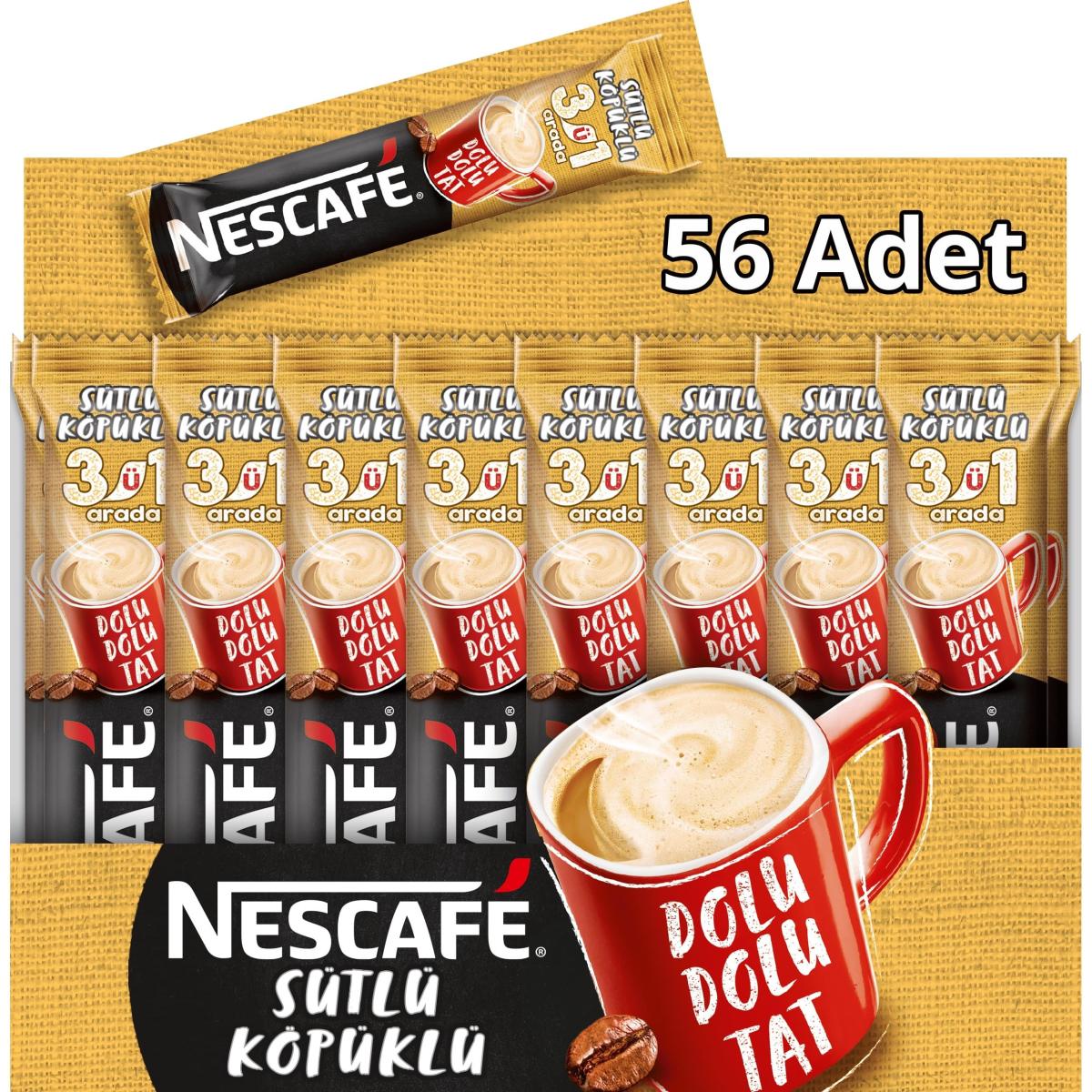 Nescafe Sütlü Köpüklü 3'ü 1 Arada Paket Granül Kahve 56x17.4 gr