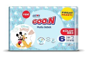 Goo.n Mutlu Bebek 6 Numara Külot Bebek Bezi 52 Adet