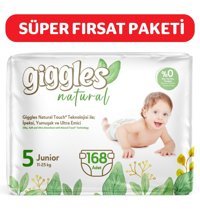 Giggles Natural 5 Numara Organik Bantlı Bebek Bezi 168 Adet