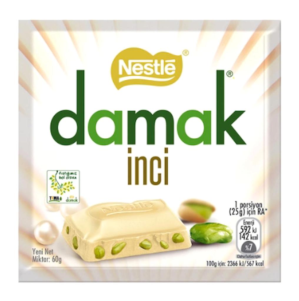 Nestle Damak İnci Antep Fıstıklı Beyaz Çikolata 60 gr 12 Adet