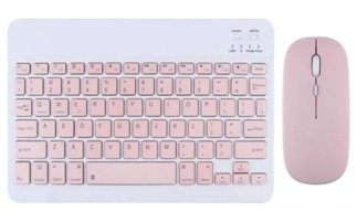 Apple iPad Pro 3. Nesil 12.9" Sessiz Pembe Kablosuz Klavye Mouse Seti