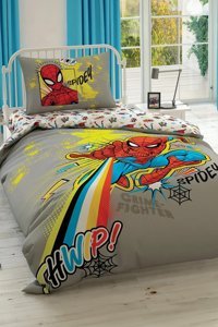 Taç Spiderman Power Pamuklu 4 Mevsim 160 x 220 cm Çarşaflı Desenli Çift Kişilik Nevresim Takımı Çok Renkli