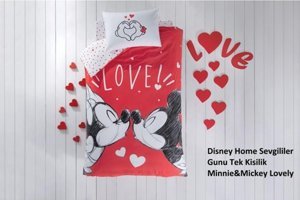 Taç Minnie Mickey Lovely Pamuklu 4 Mevsim 160 x 220 cm Çarşaflı Desenli Çift Kişilik Nevresim Takımı Çok Renkli