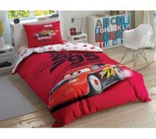 Taç Disney Cars Speed Frenzy Pamuklu 4 Mevsim 160 x 220 cm Çarşaflı Desenli Çift Kişilik Nevresim Takımı Çok Renkli