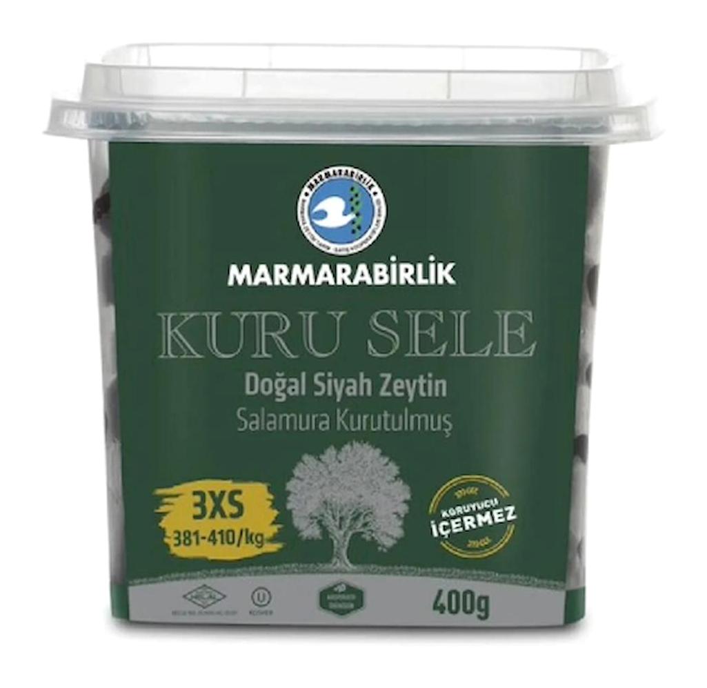 Marmarabirlik 381-410 Kalibre Tuzlu Salamura Siyah Zeytin Kutu 4x400 gr