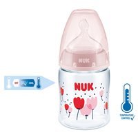 Nuk First Choice Plus Polipropilen Gaz Yapmayan Antikolik Yenidoğan Kulpsuz 0-6 Ay Desenli Pembe Biberon 150 ml